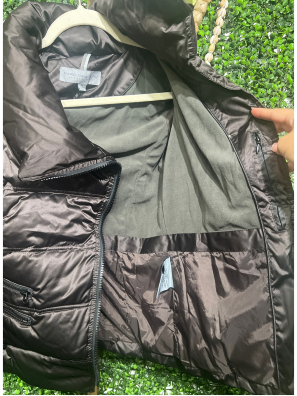 Mens Andrew Marc New York Asymmetrical Full Zip Puffer Down Jacket Size M Brown - Picture 7 of 12